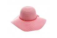 Wide Brim Toyo Straw w/ Wooden Beads Band - Pink - HT-8131A-PK